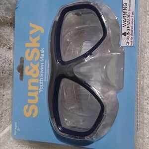 Sun and Sky Youth Swim Mask with Navy Gray Blue Trim NWT